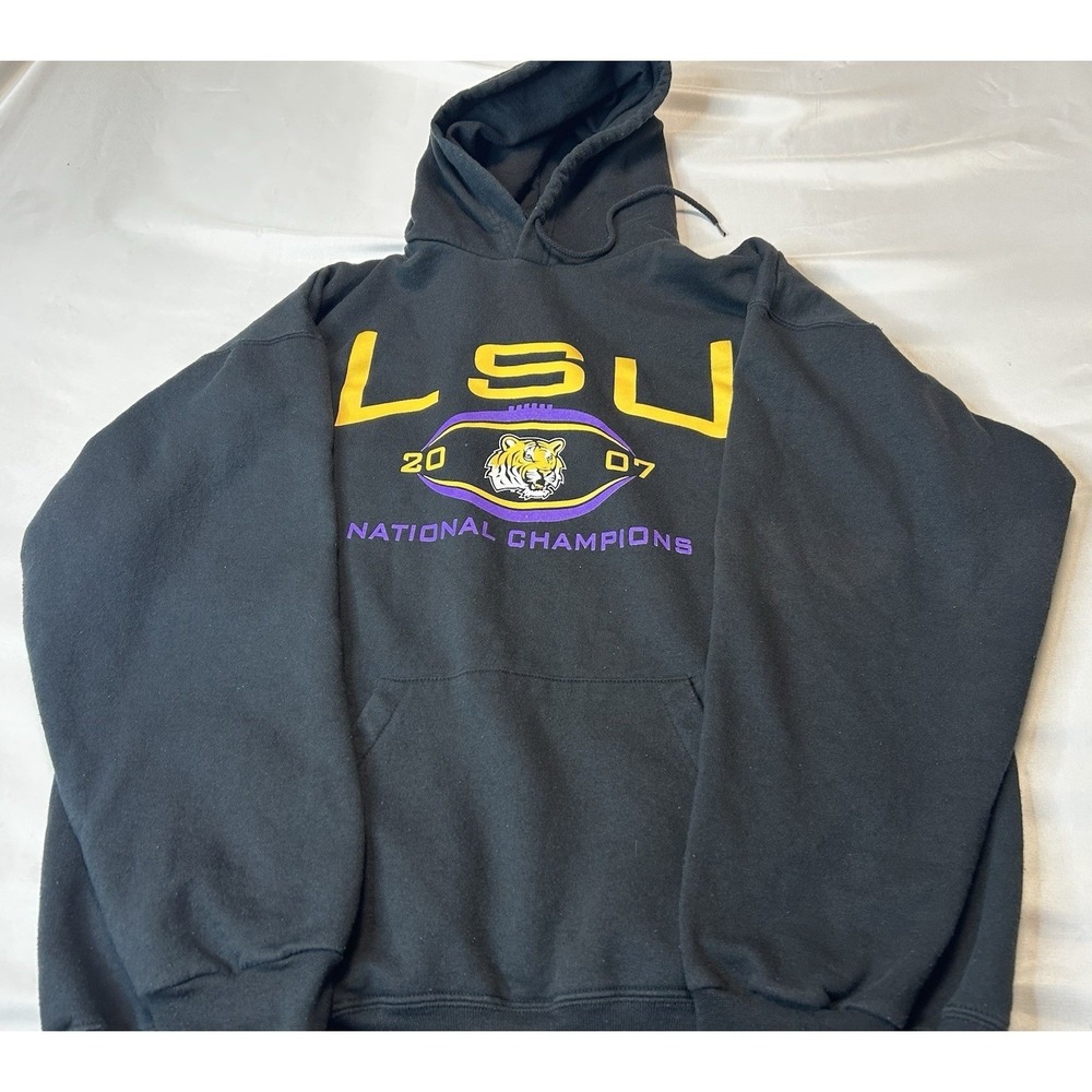 LSU Tigers 2007 National Champions Hoodie XL Black B&E Sport Vintage
